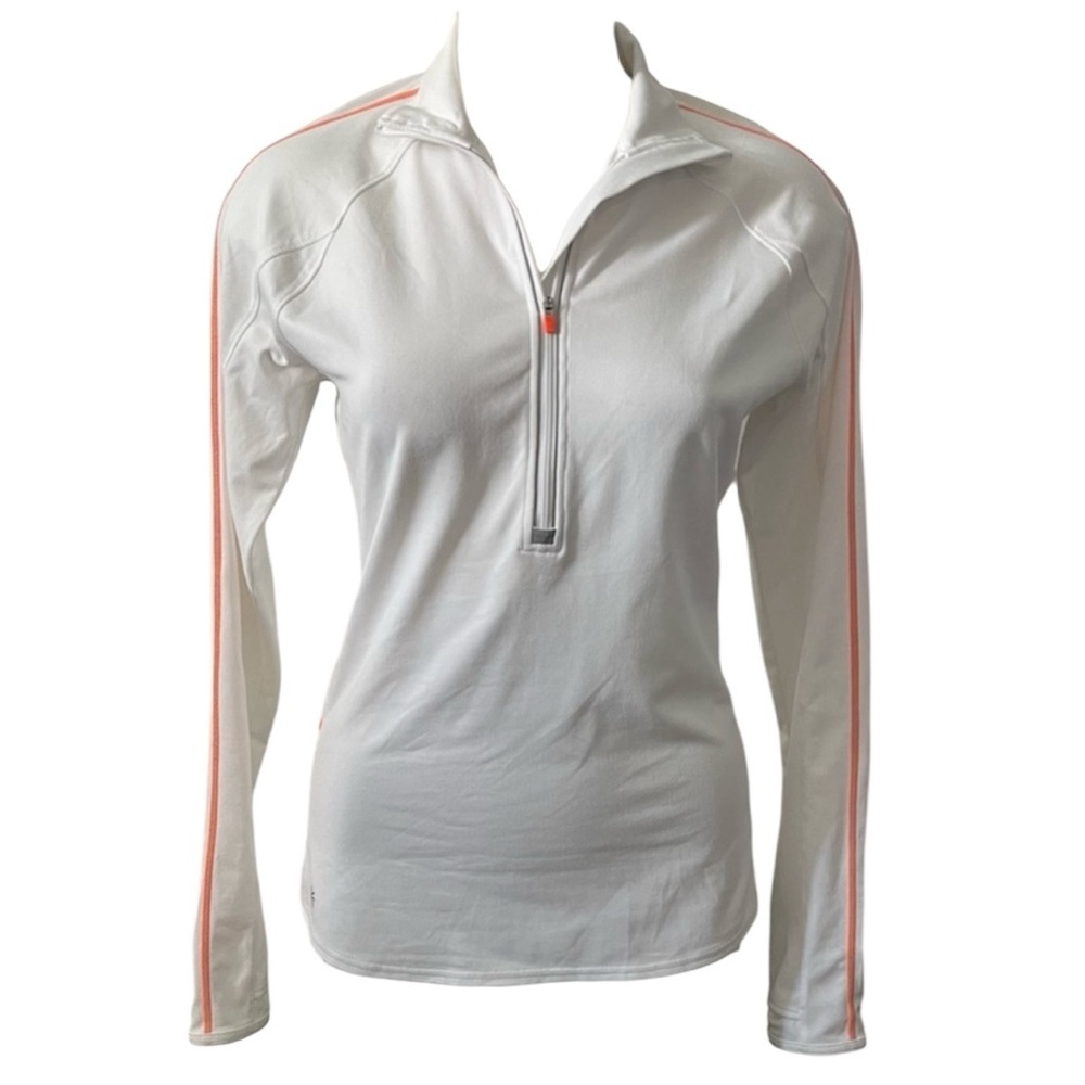 Athleta Women's Running Wild Reflective Half Zip Sweater White Long Sleeve M Top